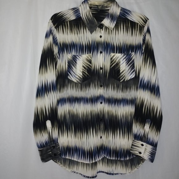 GUESS SHEER BUTTON DOWN WOMEN'S LONG SLEEVE SHIRT - Picture 1 of 12